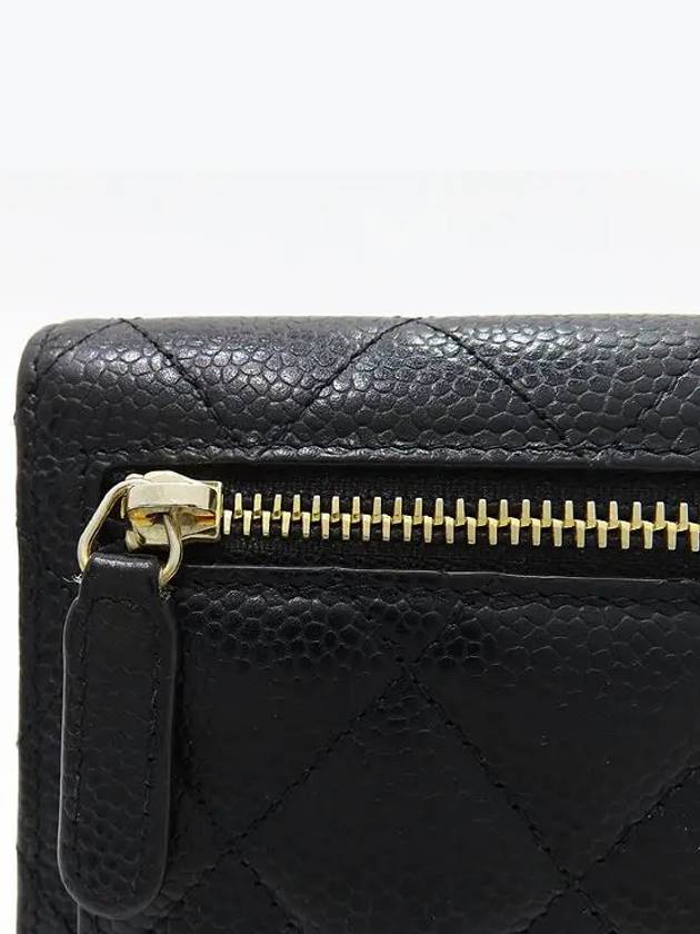 A82288 Black caviar skin gold COCO logo quilted classic small flap bi fold wallet CH
