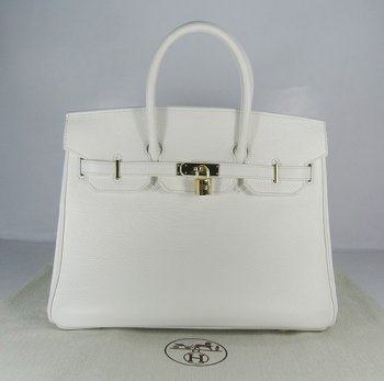 HMS Birkin 35cm Togo Leather Handbags White Gold