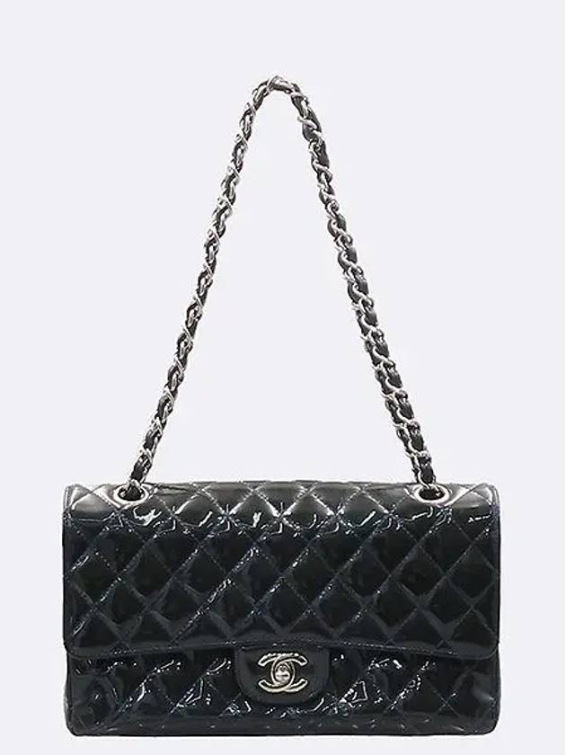 A01112 Classic Patent Medium M Size Flap Chain Shoulder Bag CH