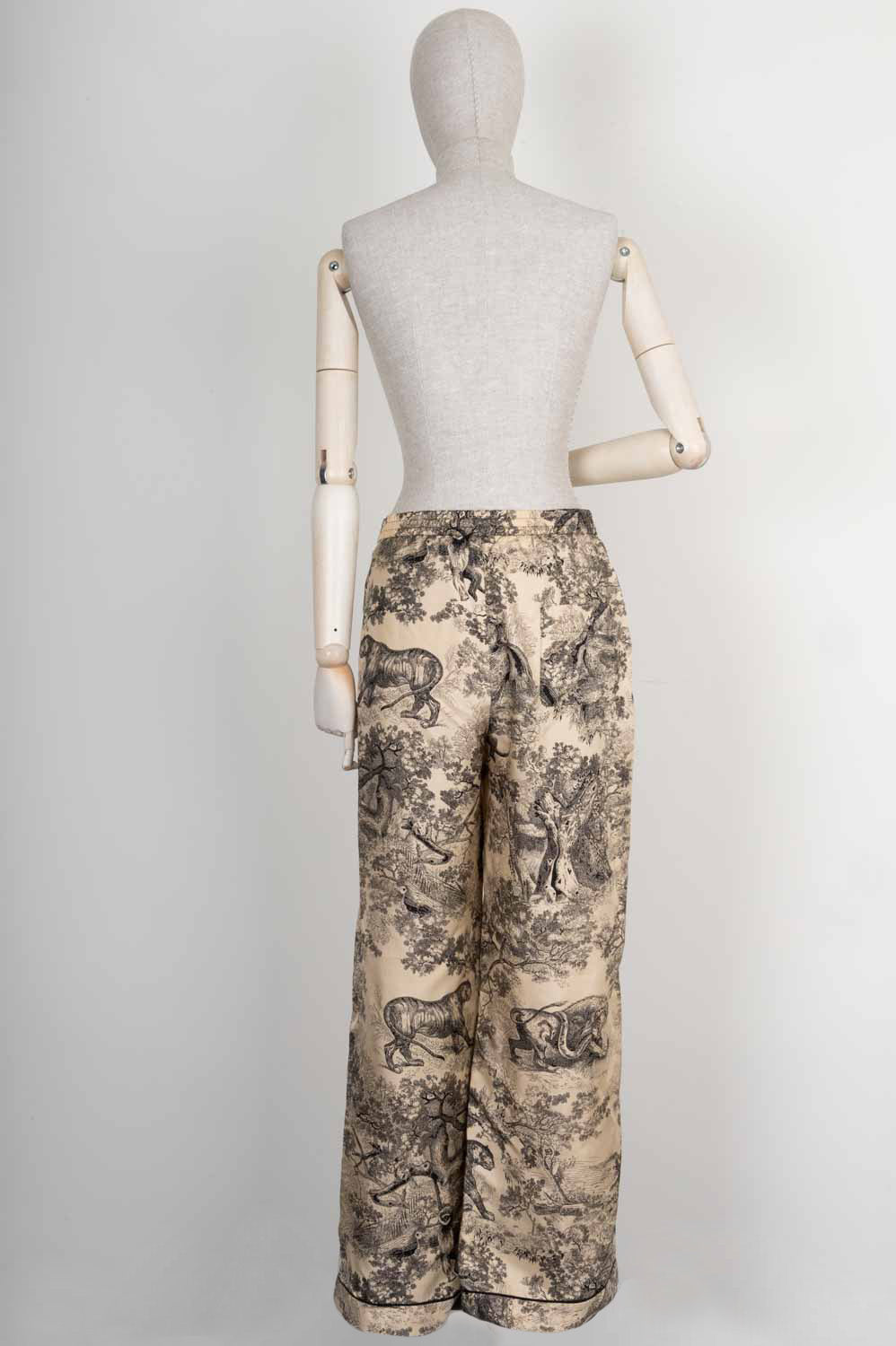 CHRISTIAN D1OR Chez Moi Pants Toile de Jouy Motif Silk Beige