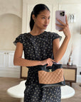 *HOT* CH Small 31 Bag with Chain in Black and Light Brown Shiny Calfskin Leather with Champagne Gold Hardware
