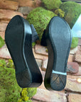PRD Black Leather and Canvas Sandals Wedges SZ37(7US)