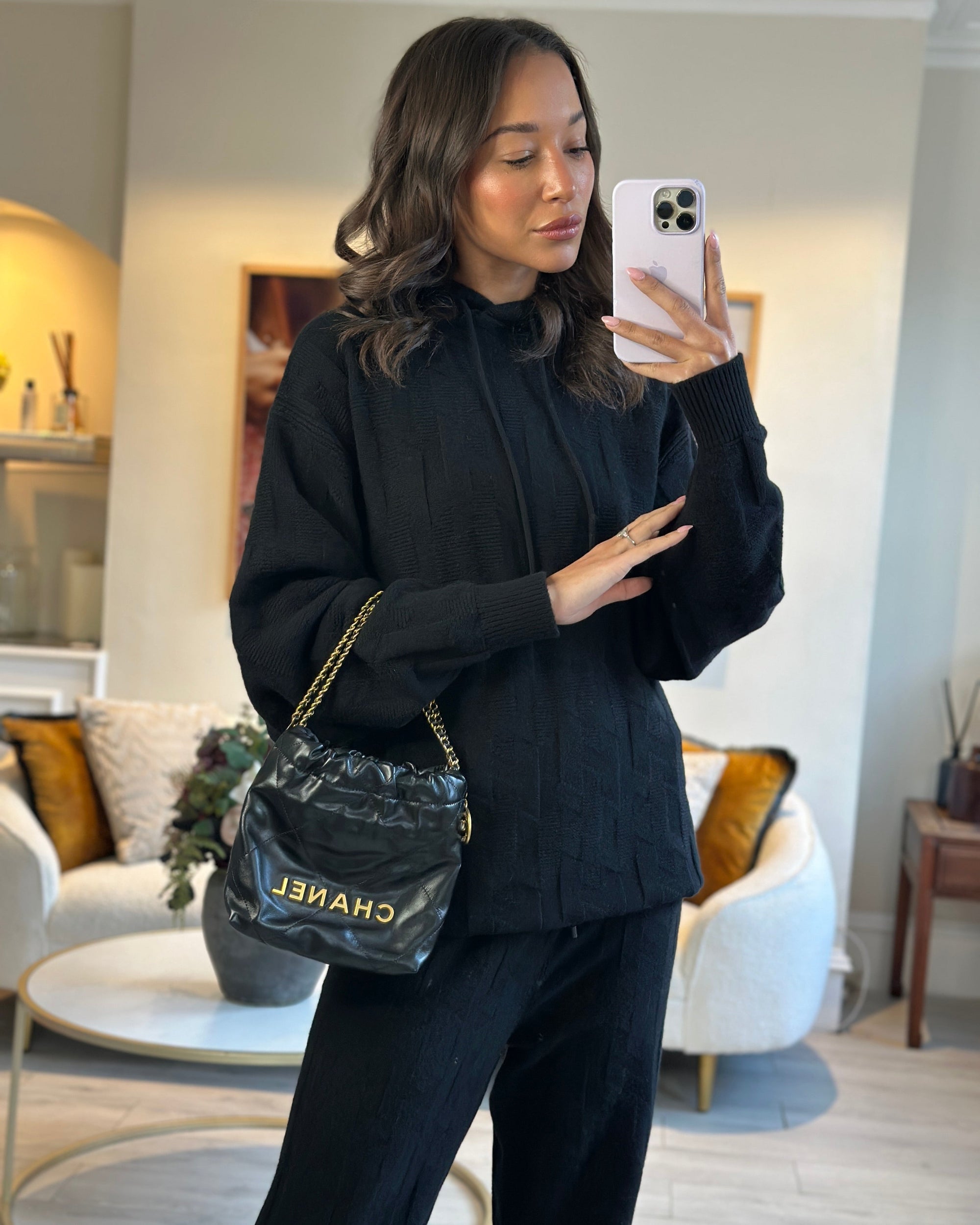 *RARE* CH Mini 22 Bag in Black Shiny Calfskin with Gold Hardware