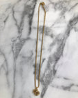Christian D1OR CD Logo Rhinestone Necklace Gold Vintage hk42f6