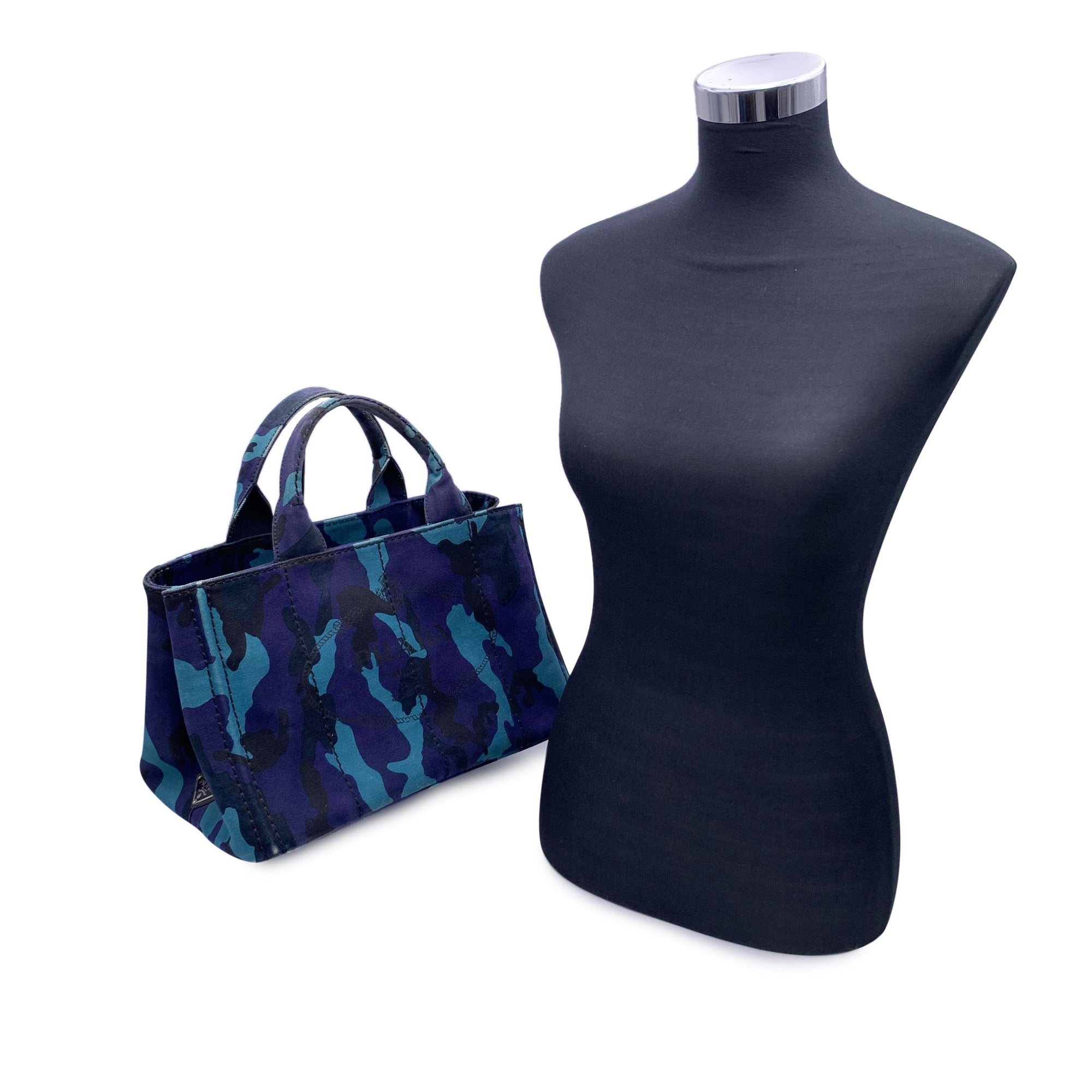 PRD Blue Camouflage Canvas Canapa Logo Tote Bag