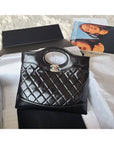 31 Gold Hardware Small Shiny Lambskin Shoulder Bag Black CH