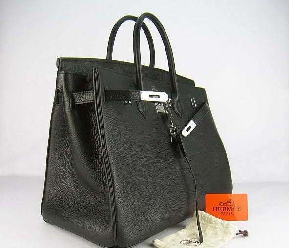 HMS Birkin 35cm Togo Leather Handbags 6099 Black Silver