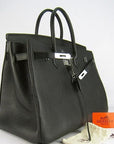 HMS Birkin 35cm Togo Leather Handbags 6099 Black Silver