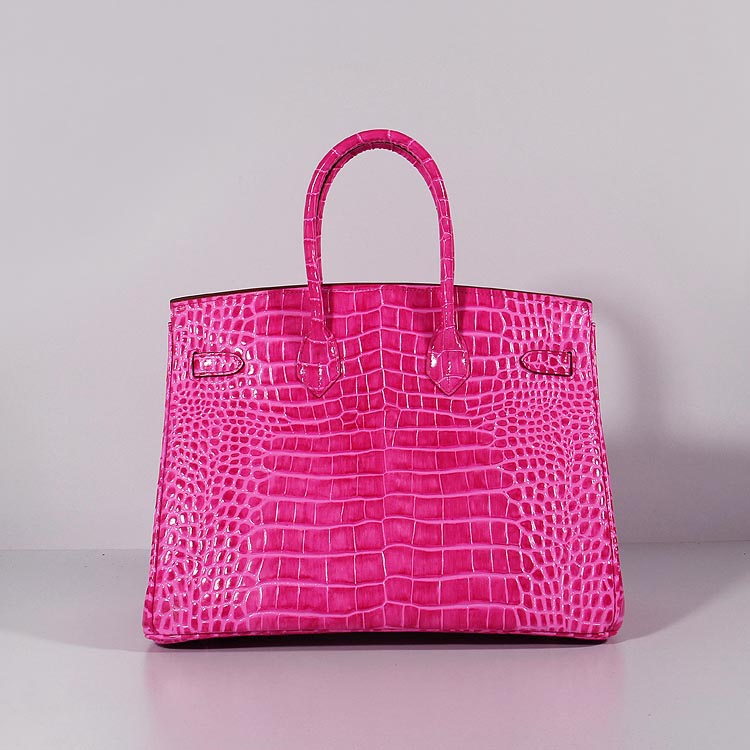 HMS Birkin 35cm Crocodile Leather Handbag Rose Gold