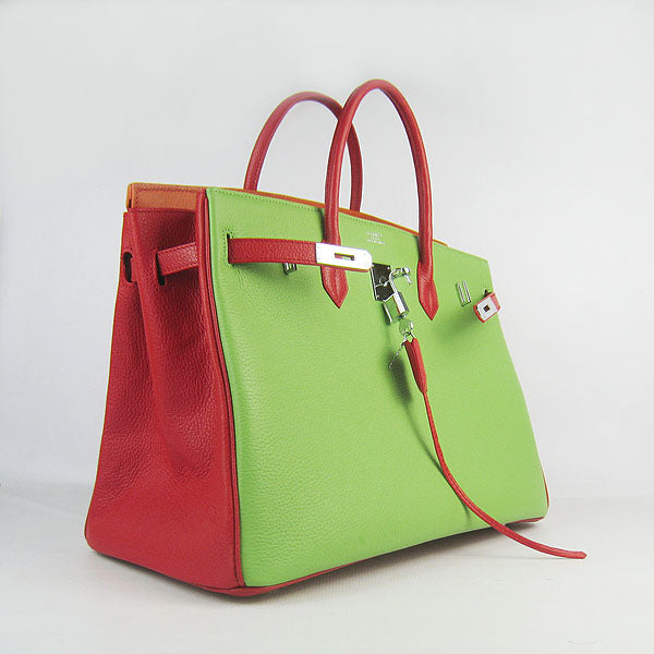 HMS Birkin 35cm Togo Leather Handbags 6099 Red/Orange/Green S