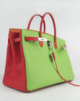 HMS Birkin 35cm Togo Leather Handbags 6099 Red/Orange/Green S
