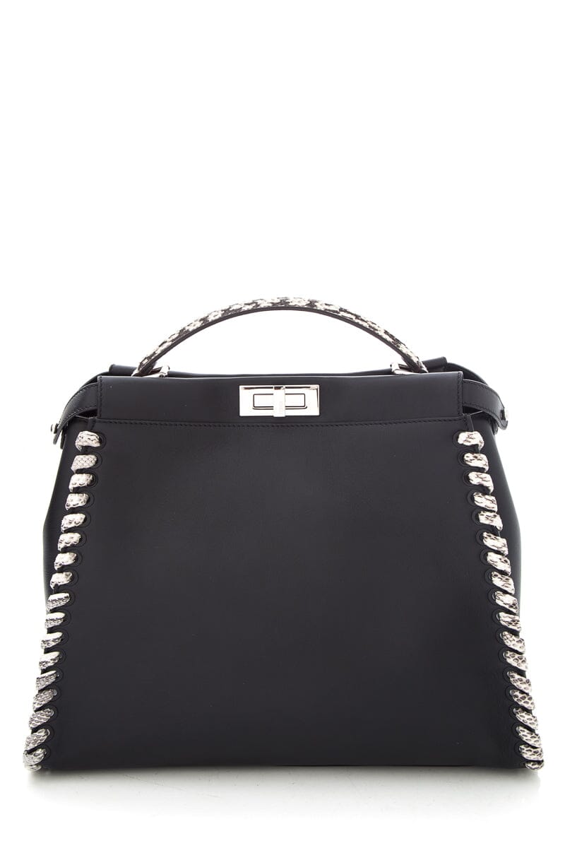 FNDI Black &amp; Snakeskin Large Peak-A-Boo Handbag