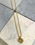 Christian D1OR CD Logo Rhinestone Necklace Gold Vintage hk42f6