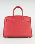 HMS Birkin 30cm Togo Leather Handbags Red Golden