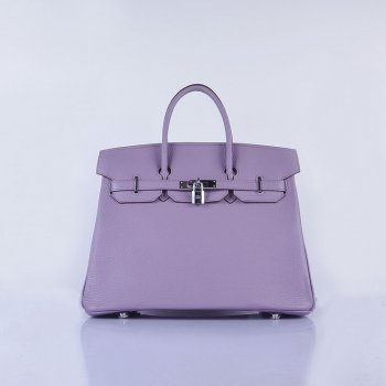 HMS Birkin 35cm Togo Leather Handbags Light Purple Silver