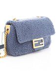 FNDI Blue Shearling Midi Cross-Body