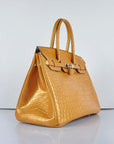 HMS Birkin 35cm 6089 New Golden Crocodile Vein Handbags Gold