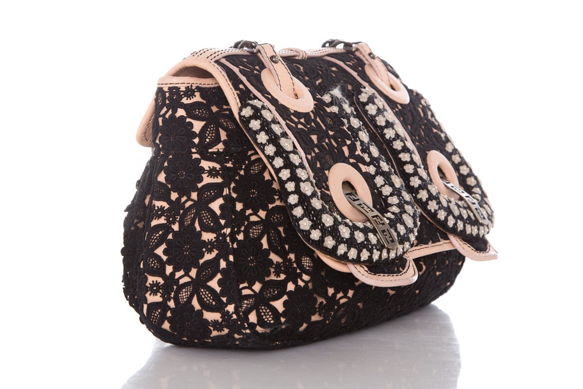 FNDI Black &amp; Nude Lace Limited Edition B Handbag