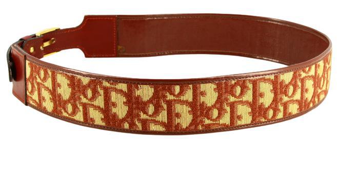 Christian D1OR Burgundy Monogram Belt