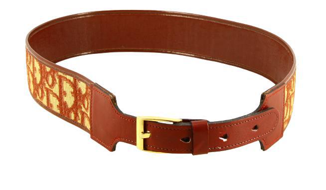 Christian D1OR Burgundy Monogram Belt