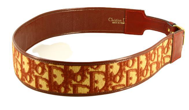 Christian D1OR Burgundy Monogram Belt