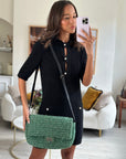 *FIRE PRICE* CH Green Tweed 2.55 Large Crossbody Bag with Ruthenium Hardware