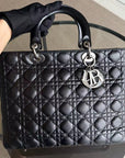*Recolored* D1OR Lady Large - Cannage Lambskin Black Silver Hardware