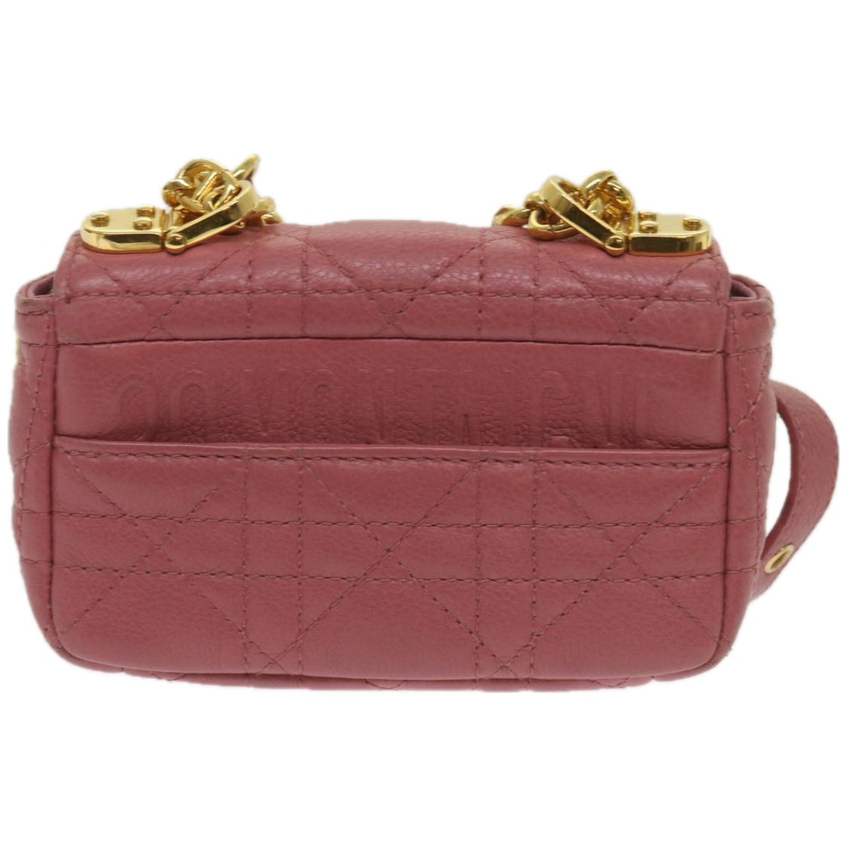 CHRISTIAN D1OR Caro Shoulder Bag Leather Pink Auth 66700A
