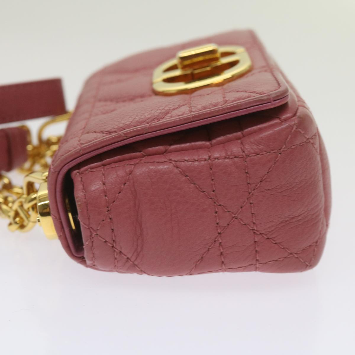 CHRISTIAN D1OR Caro Shoulder Bag Leather Pink Auth 66700A