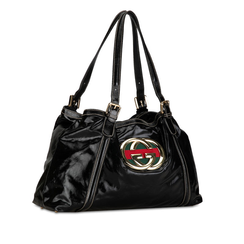 GCCI  Bride Double G Sy Line Tote Bag 162094 Black G Patent Leather  GCCI