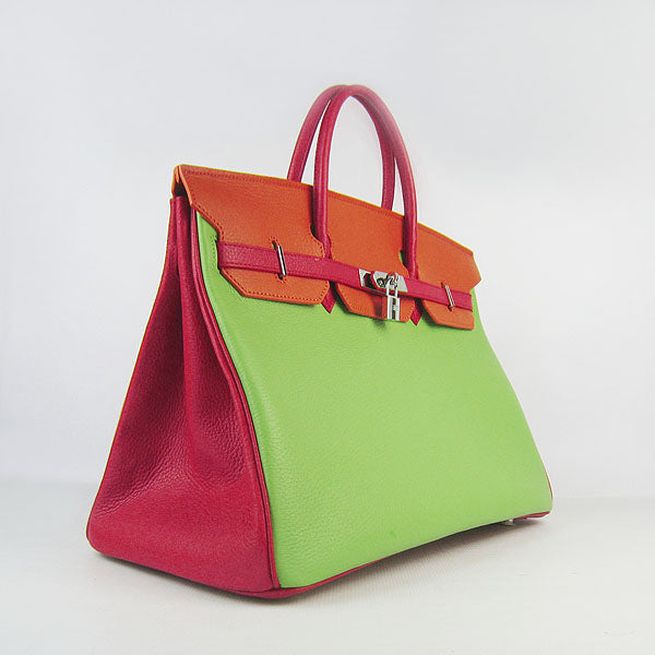 HMS Birkin 35cm Togo Leather Handbags 6099 Red/Orange/Green S