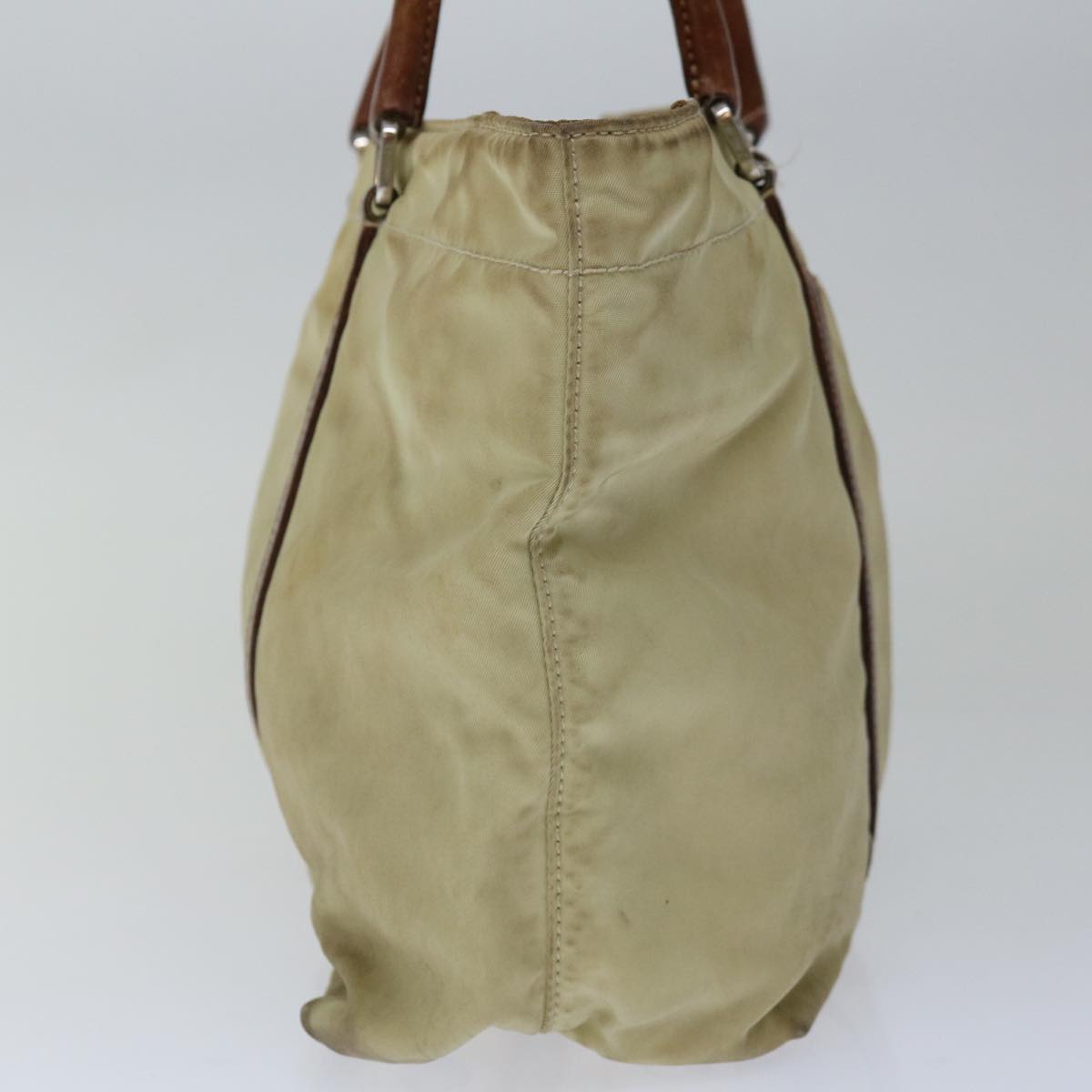 PRD Hand Bag Nylon Beige Auth 67215