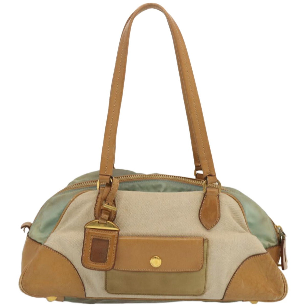 PRD Hand Bag Canvas Beige Auth 67412