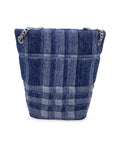 BBERRY Blue Denim Quilted Small Lola Bucket Shoulder Bag Tote