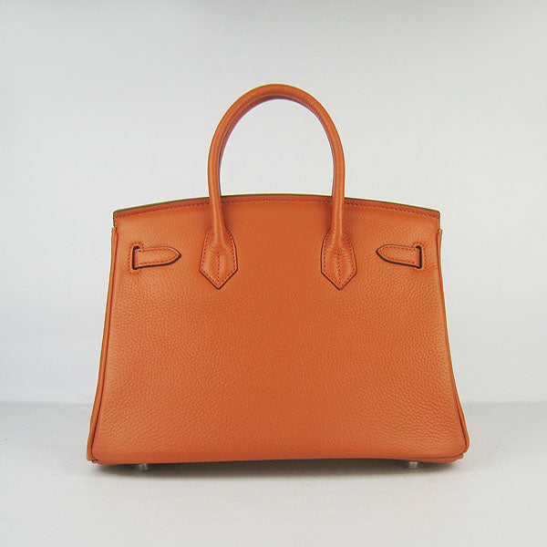HMS Birkin 30cm Togo Leather Handbags Orange Silver