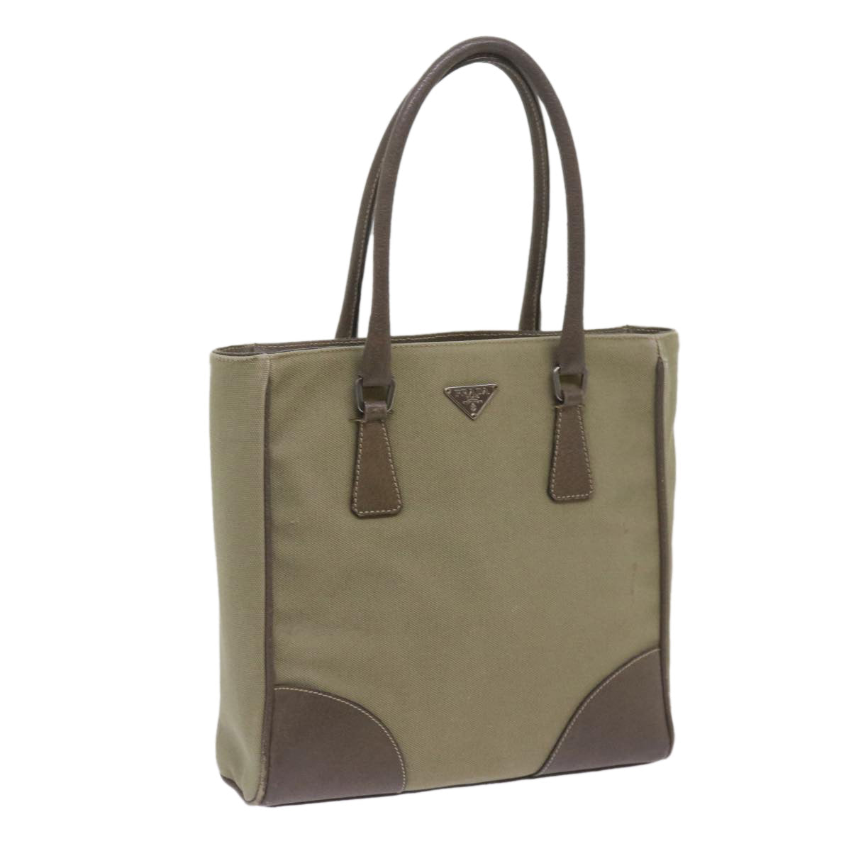 PRD Hand Bag Canvas Khaki Auth 68681