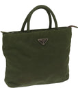 PRD Hand Bag Nylon Khaki Auth 68783
