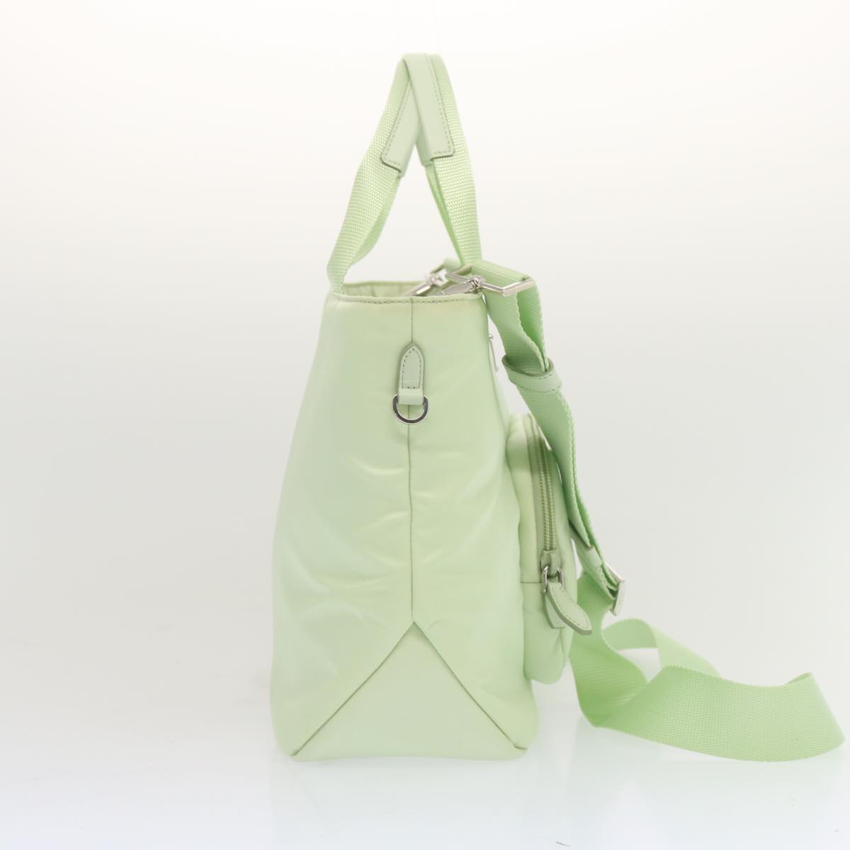 PRD Hand Bag Nylon 2way Light Green Auth 68918A
