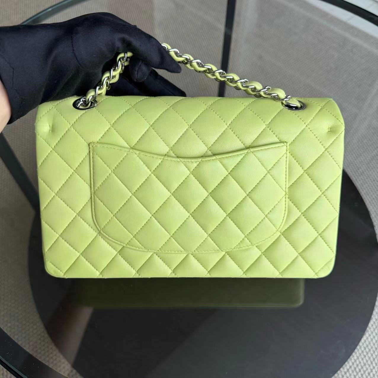 *Full Set, Receipt* CH Classic Flap Medium Quilted Lambskin Light Yellow Silver Hardware