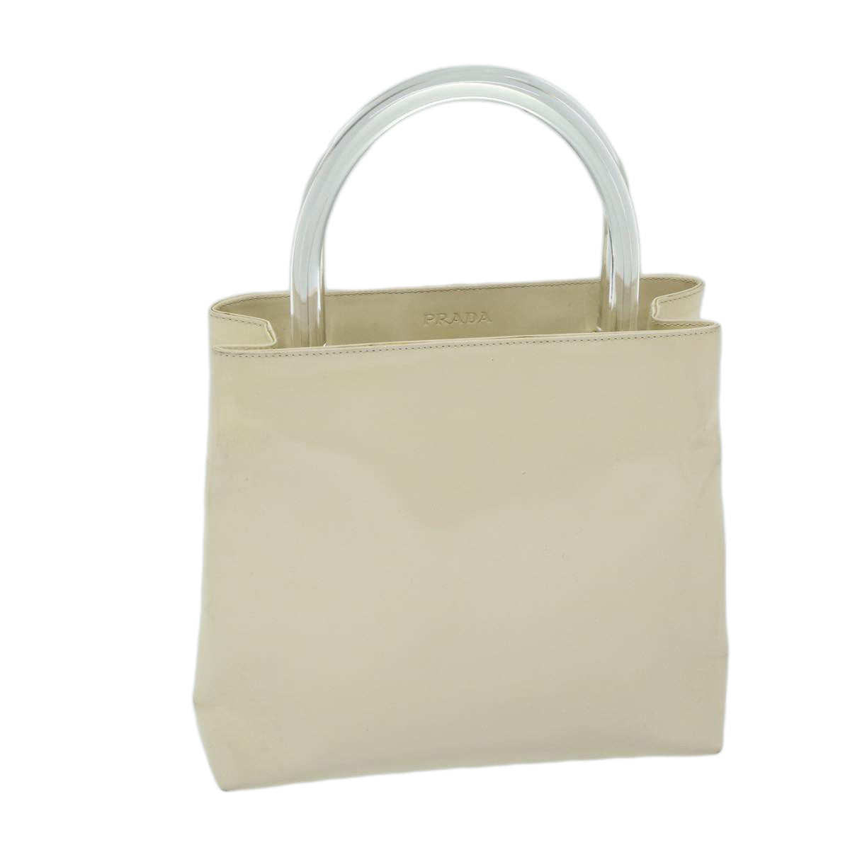 PRD Hand Bag Enamel White Auth 69200