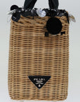 PRD Hand Bag Wicker Beige Auth 69445