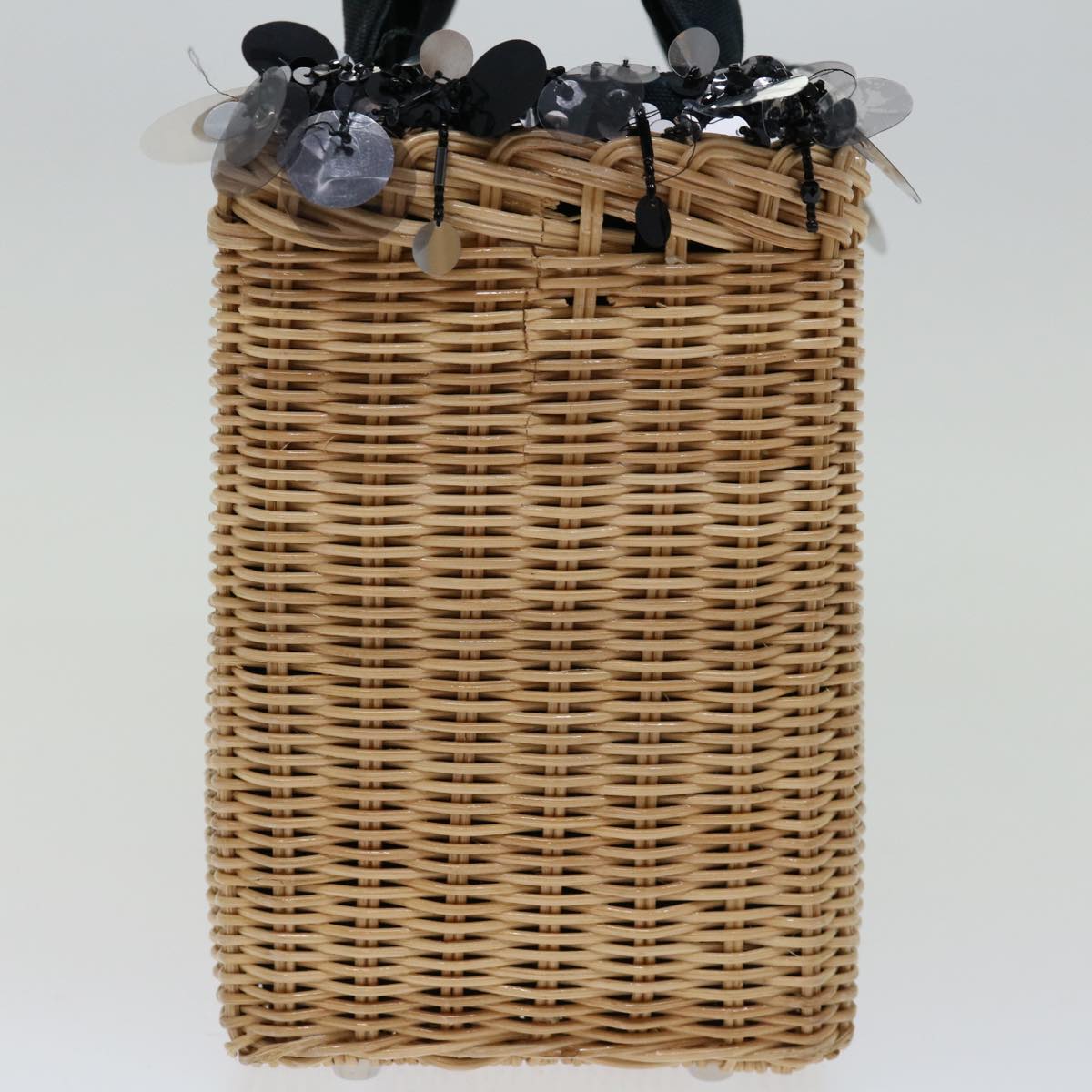 PRD Hand Bag Wicker Beige Auth 69445