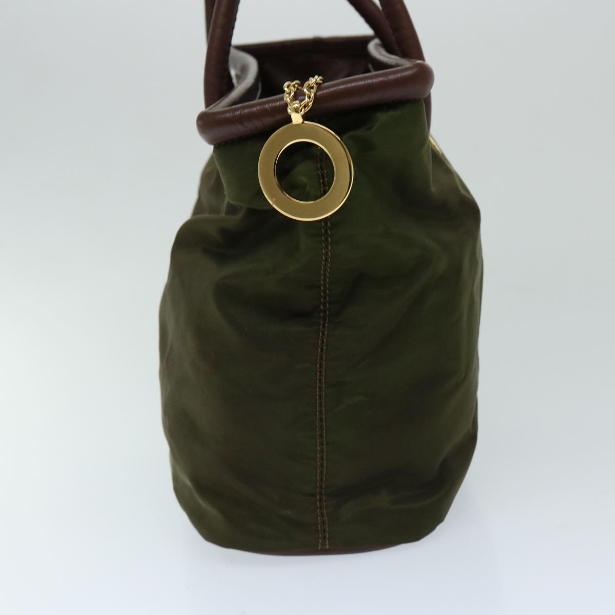 PRD Hand Bag Nylon Khaki Auth 69940