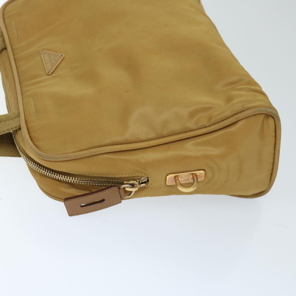 PRD Hand Bag Nylon Beige Auth 69941