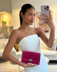 *FIRE PRICE* CH Pink Boy Wallet on Chain in Velvet with Silver Hardware