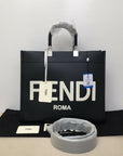 FNDI Black Leather Sunshine Tote Bag