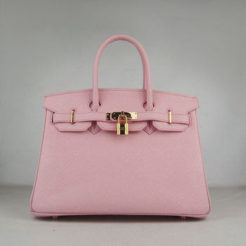 HMS Birkin 30cm Togo Leather Handbags Pink Golden
