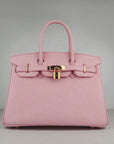 HMS Birkin 30cm Togo Leather Handbags Pink Golden