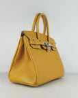 HMS Birkin 30cm Togo Leather Handbags Yellow Silver