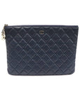A82415 Navy Lambskin Gold Classic Charm Decoration New Medium Clutch 22nd CH